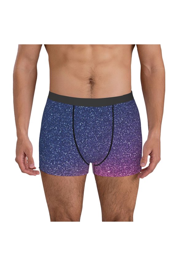 Violet Glitter Pattern Men's Boxer Brief Underwear,Soft Funny Underwear for Men-Large