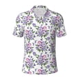 thumbnail image 1 of Vsdgher Violets Flowers Print Men's Short Sleeve Stretch Polo Shirt, Moisture-Wicking Performance Polo Shirt, 1 of 8