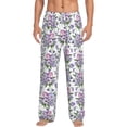 thumbnail image 1 of Vsdgher Violets Flowers Print Mens Pajama Pants Sleep & Lounge Pants, PJ Bottoms With elastic waistb and Pockets, 1 of 5