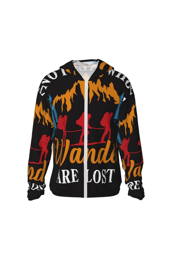 Not All Who Wander Are Lost Hiking Print Adult Hoodie Shirts Rash Guard for Men Women,Long Sleeve Sun Protection Fishing Shirts for Athletic Running Swim-3X-Large