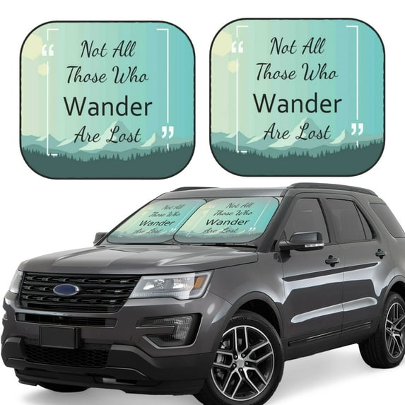 Vsdgher Not All Those Who Wander Are Lost1 Print Car Windshield Sun Shade, Reflective Sunshade Window Sunshade Sun Visor Protector Fit for Cars,Trucks,SUVs-Large