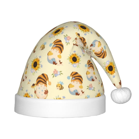Vsdgher Watercolor Bee Honey Honeycomb Bee Christmas Hat, Santa Hat for Kids Xmas Holiday Hat Red Classic Christmas New Year Festive Party Supplies