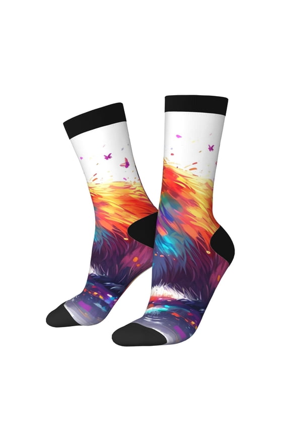 Watercolor Butterfly Guinea Pig Crew Socks for Men & Women, Breathable Casual Athletic Ankle Socks