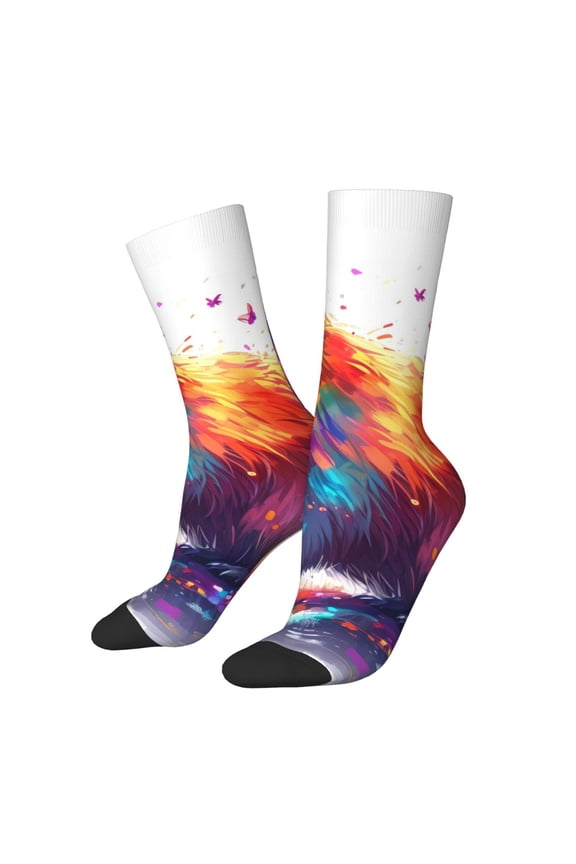 Watercolor Butterfly Guinea Pig Crew Socks for Men & Women, Breathable Casual Athletic Ankle Socks