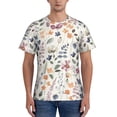 thumbnail image 1 of Vsdgher Watercolor Floral Print Men's Dry Fit Mesh Athletic Shirts Moisture Wicking Tennis T-Shirt Tops, 1 of 9