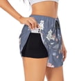 thumbnail image 1 of Vsdgher Watercolor Flowers Butterfly Print Women's Running Double Layer Shorts High Waisted with Pockets Elastic Yoga Workout Athletic Gym Sports, 1 of 8