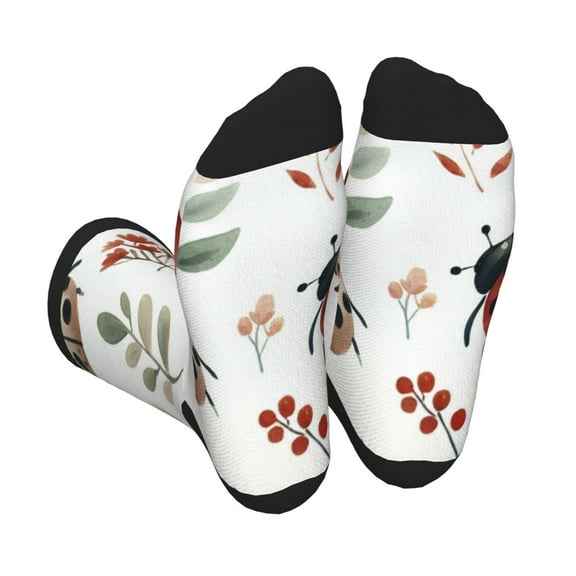 Vsdgher Watercolor Ladybug Unisex Crew Socks Lightweight Breathable Ventilation Ankle Socks, Mid-calf socks for Daily