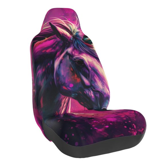 Vsdgher Watercolor Painting White Horse for Automotive Seat Covers for Cars Trucks and SUVs, Universal Fit Anti-Slip Bucket Seat Protector for Cars,Vehicle Seat Protector for Front Seats