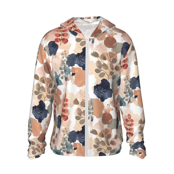 Vsdgher Watercolor Plants Print Adult Hoodie Shirts Rash Guard for Men Women,Long Sleeve Sun Protection Fishing Shirts for Athletic Running Swim-Small