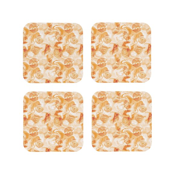 Vsdgher Watercolor Sea Shells Leather Coasters for Drinks, Durable Drink Coasters 4 Set for Tabletop Protection, Luxurious Home Décor and Housewarming Gift ( {designName})Square