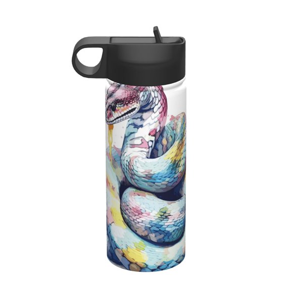 Vsdgher Watercolor Snake for Insulated Stainless Steel Water Bottle,18oz Sports Water Bottle Stainless Steel Reusable Tumbler for Sports, Travel, and School