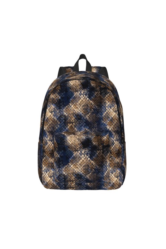 Watercolor Snake Skin Print Canvas Backpack Travel Rucksack Unisex Knapsack 15.7/17.7Inch Laptop Backpack for Work,College -Medium