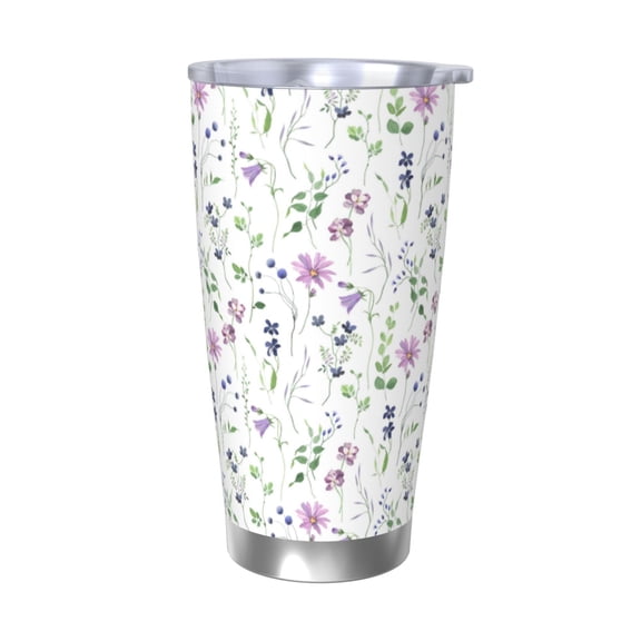 Vsdgher Watercolor Wildflower 20 Oz Stainless Steel Vacuum Insulated, Travel Mug Coffee Cup for Home, Office, Outdoor Works Great for Ice Drinks and Hot Beverage -Without Straw