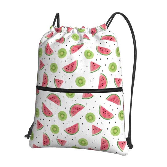 Vsdgher Watermelon And Kiwi Drawstring Backpack Water Resistant String Bag Sports Sackpack Gym Sack for Men Women