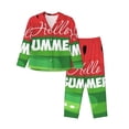 thumbnail image 1 of Vsdgher Watermelon Hello Summer Pajamas Set Long Sleeve Sleepwear Womens Button Down Nightwear Pj Sets-X-Large, 1 of 7
