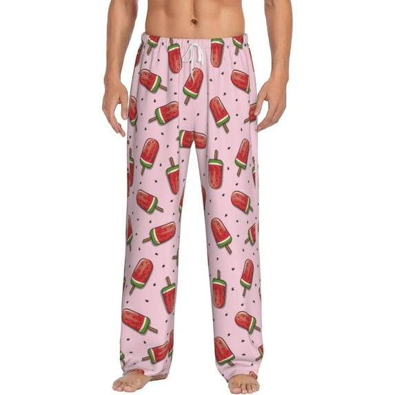 Vsdgher Watermelon Ice Cream Print Mens Pajama Pants Sleep & Lounge Pants, PJ Bottoms With elastic waistb and Pockets