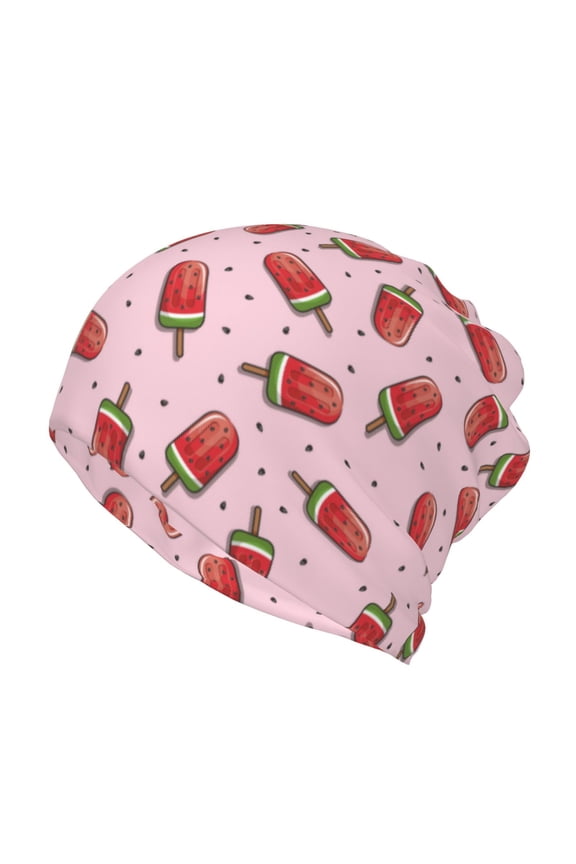 Watermelon Ice Cream Slouchy Beanie Hat for Men/Women, Skull Cap Chemo Cap Night Sleeping Cap
