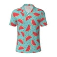 thumbnail image 1 of Vsdgher Watermelon Print Men's Short Sleeve Stretch Polo Shirt, Moisture-Wicking Performance Polo Shirt, 1 of 8