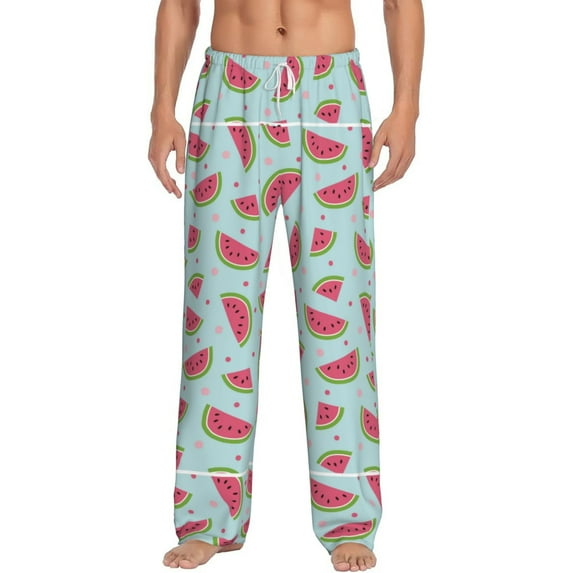 Vsdgher Watermelon Print Mens Pajama Pants Sleep & Lounge Pants, PJ Bottoms With elastic waistb and Pockets