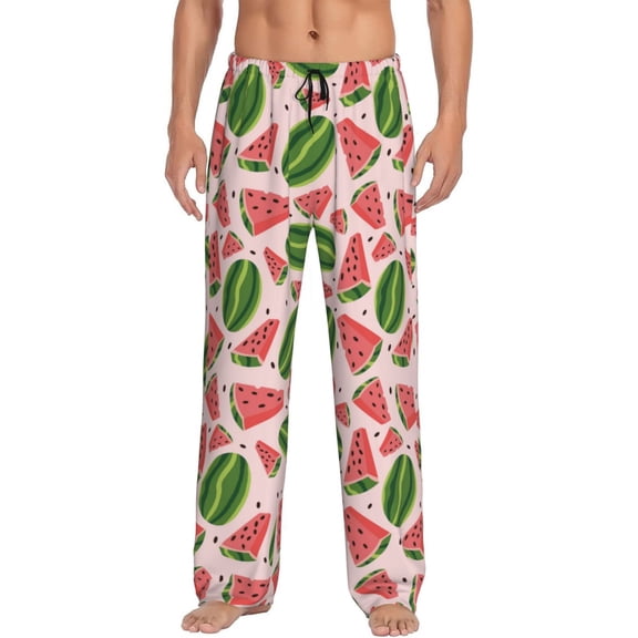 Vsdgher Watermelon Print Mens Pajama Pants Sleep & Lounge Pants, PJ Bottoms With elastic waistb and Pockets