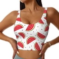 thumbnail image 1 of Vsdgher Watermelon Print Women Sleeveless Athletic Tank Top Built-in Bra Camisole Sports Vest for Yoga Running Fitness Exercise with Removable Pads, 1 of 8