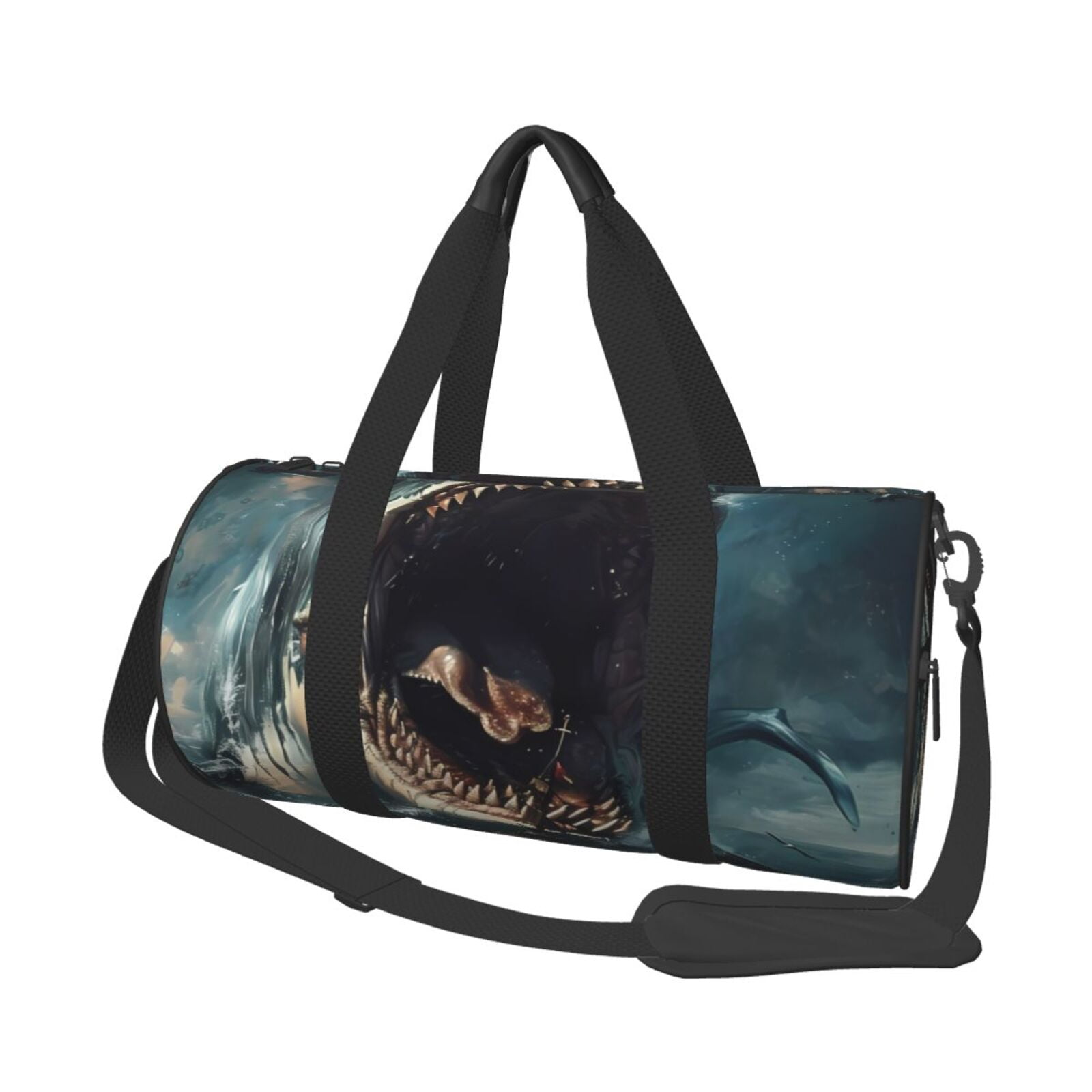 Vsdgher Wave Sailboat Shark 45L Foldable Duffel Bag, Sports Gym Bag,Overnight Bag, Portable Weekender Bag for Airplanes