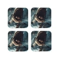 thumbnail image 1 of Vsdgher Wave Sailboat Shark Leather Coasters for Drinks, Durable Drink Coasters 4 Set for Tabletop Protection, Luxurious Home Décor and Housewarming Gift ( {designName})Square, 1 of 1