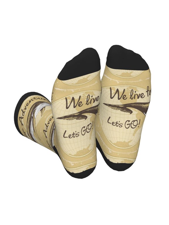 We Live for Adventure Unisex Crew Socks Lightweight Breathable Ventilation Ankle Socks, Mid-calf socks for Daily