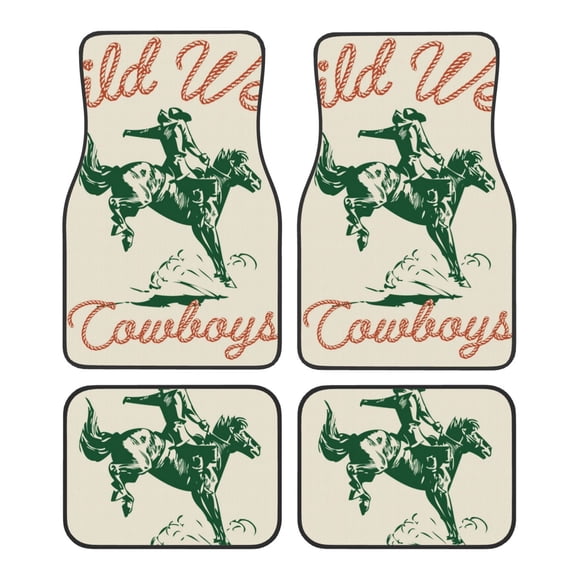 Vsdgher West Cowboys Car Foot Mat Set of 4 Pieces Universal Floor Liner Car Accessories Fits Most Cars, Trucks, Vans, sedans, SUV