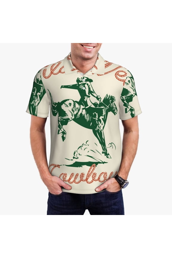 West Cowboys Polo Shirts for Men, Men's Short Sleeve Stretch Polo Shirt, Shirts for Men-Small