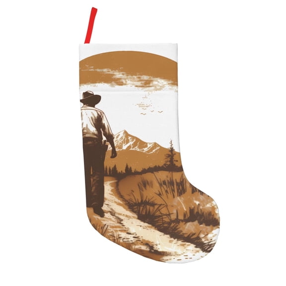 Vsdgher Western Cowboy Countryside Christmas Stockings 18 inch Large Kids Stocking Bags Hanging Socks for Christmas Decor Decorations