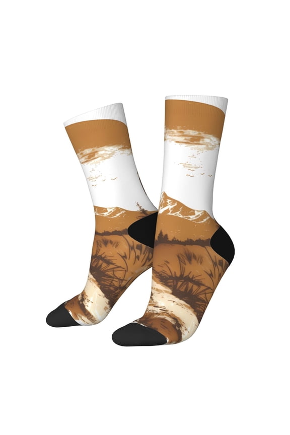 Western Cowboy Countryside Crew Socks for Men & Women, Breathable Casual Athletic Ankle Socks