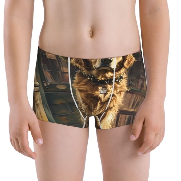 Vsdgher Western Cowboy Golden Retriever Boys' and Toddler Comfort Flex Waistband Boxer Briefs Toddler Cotton Underwear Big Boy Boxer Briefs-X-Small