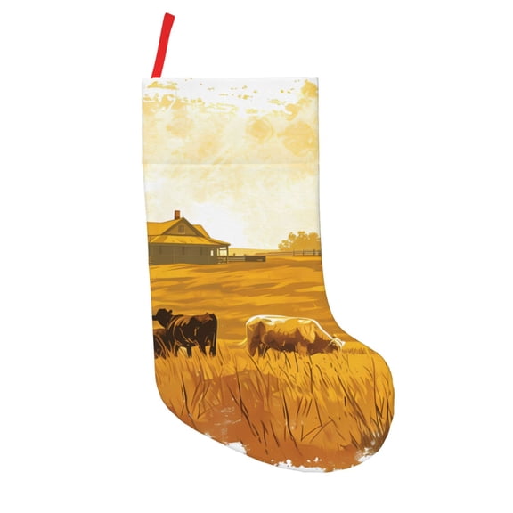 Vsdgher Western Cowboy Ranch Christmas Stockings 18 inch Large Kids Stocking Bags Hanging Socks for Christmas Decor Decorations