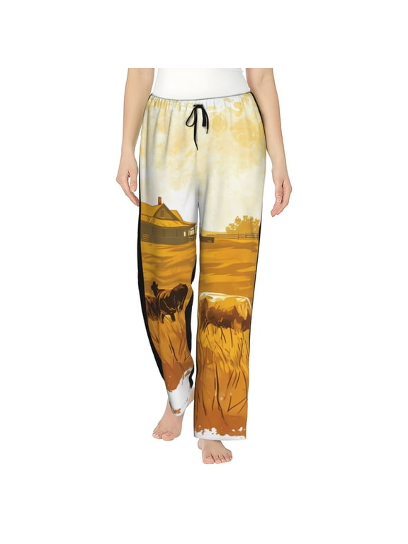 Western Cowboy Ranch Women’s Womens Pajama Pants, Lounge Wide Leg PantsLounge Pants,Sleep Bottoms, Lounge for Women-Small