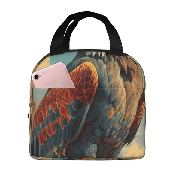 Vsdgher Western Desert Cactus Bald Eagle Lunch Bag, Lunch Box for Women Adult Men, Lunch Tote Insulated Cooler Lunch Container for Work/Office/Picnic/Travel