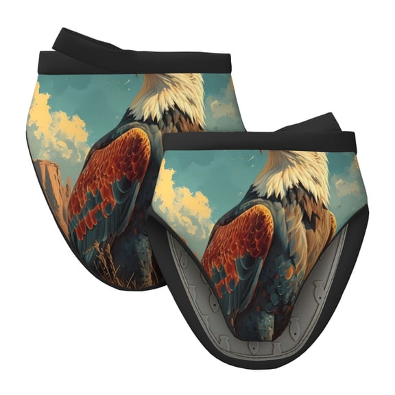 Vsdgher Western Desert Cactus Bald Eagle Non-Slip Mini Oven Mitt Set, Short Oven Mitts for Baking Grilling Barbecue Microwave, 5.9"x5.9"in