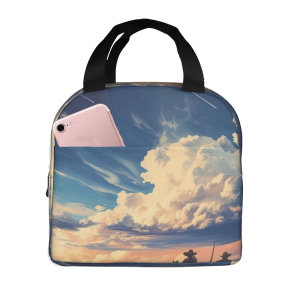 Vsdgher Western Desert Cloud Cowboy Lunch Bag, Lunch Box for Women Adult Men, Lunch Tote Insulated Cooler Lunch Container for Work/Office/Picnic/Travel