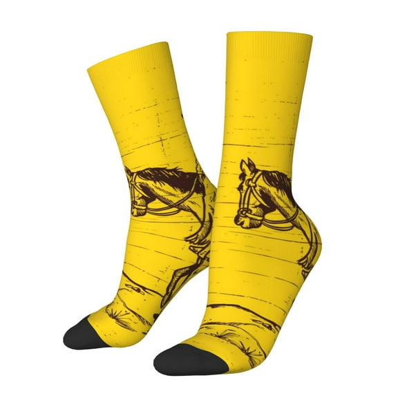 Vsdgher Western Desert Cowboy 1 Crew Socks for Men & Women, Breathable Casual Athletic Ankle Socks