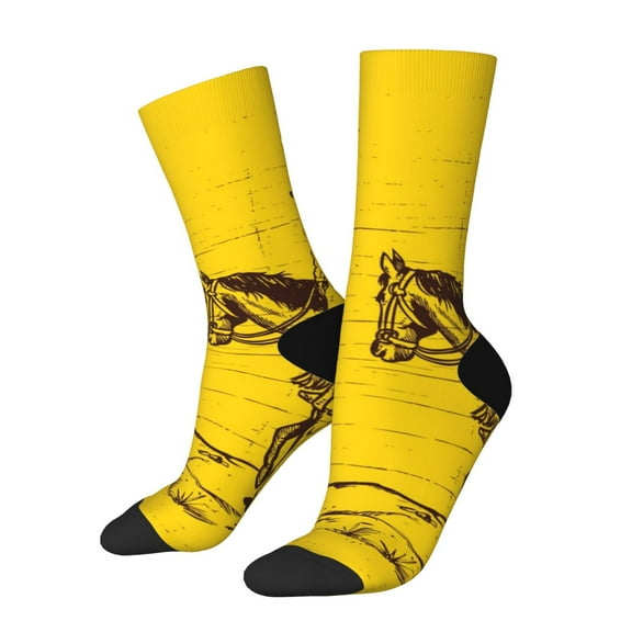 Vsdgher Western Desert Cowboy 1 Crew Socks for Men & Women, Breathable Casual Athletic Ankle Socks