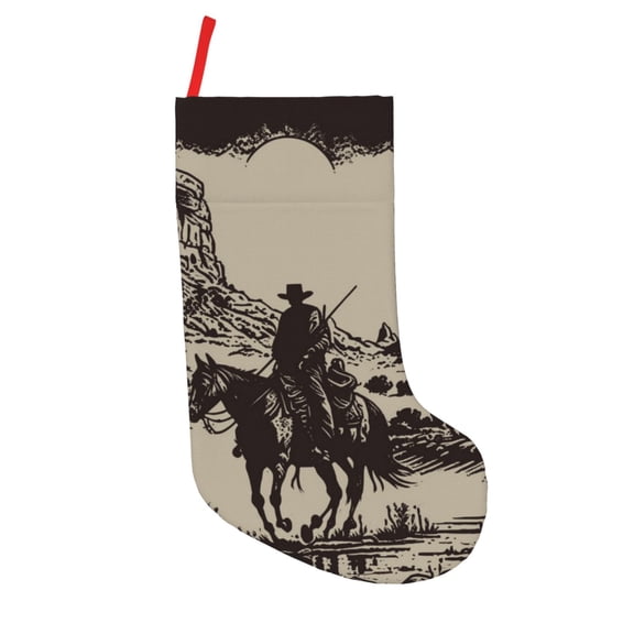 Vsdgher Western Desert Cowboy Christmas Stockings 18 inch Large Kids Stocking Bags Hanging Socks for Christmas Decor Decorations