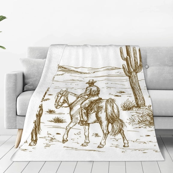 Vsdgher Western Desert Cowboys Ultra-Soft Micro flannel Blanket Throw Blankets for Couch Sofa, Bed (4 sizes)-40"x30"