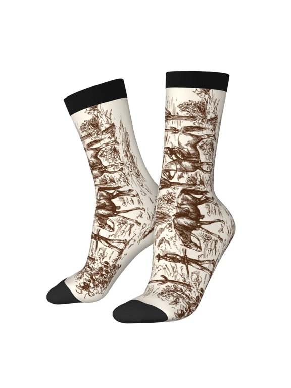 Western Desert Cowboys2 Crew Socks for Men & Women, Breathable Casual Athletic Ankle Socks