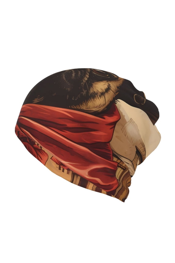 Western French Bulldog Cowboy Slouchy Beanie Hat for Men/Women, Skull Cap Chemo Cap Night Sleeping Cap