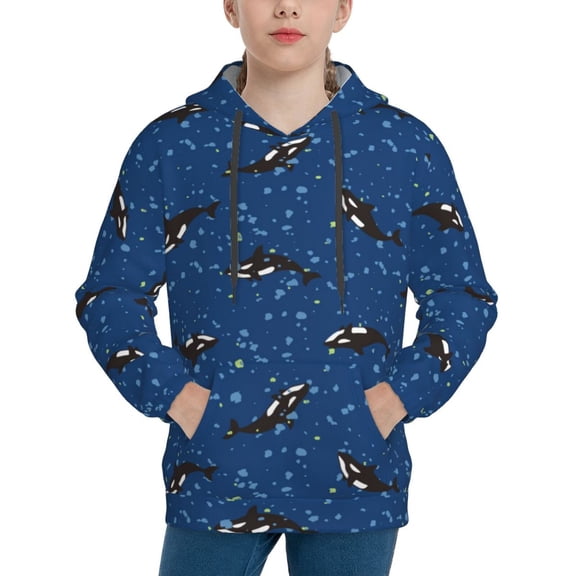 Vsdgher Whales Swim Hoodie Youth Classic Hooded Pullover Sweatshirts Essentials Hoodie for Children (s-xl)-Small