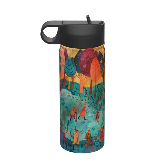 Vsdgher Whimsical Forest Scene for Insulated Stainless Steel Water Bottle,18oz Sports Water Bottle Stainless Steel Reusable Tumbler for Sports, Travel, and School