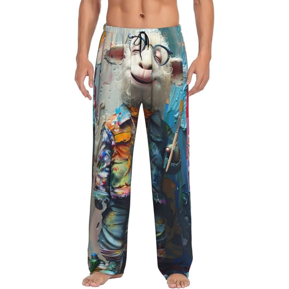Vsdgher Whimsical Goat Artist Mens Pajama Pants Sleep & Lounge Pants, PJ Pants-Small