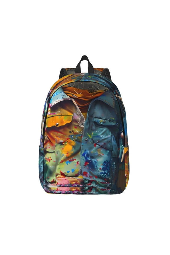 Whimsical Goat Artist Print Canvas Backpack Travel Rucksack Unisex Knapsack 15.7/17.7Inch Laptop Backpack for Work,College -Small