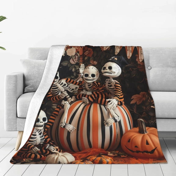 Vsdgher Whimsical Halloween Skeletons Ultra-Soft Micro flannel Blanket Throw Blankets for Couch Sofa, Bed (4 sizes)-40"x30"