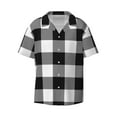 thumbnail image 1 of Vsdgher White And Black Plaid Print Men's Wrinkle Free Untucked Cuban Shirt Business Casual Button Down Shirts Short Sleeve Shirt, 1 of 7